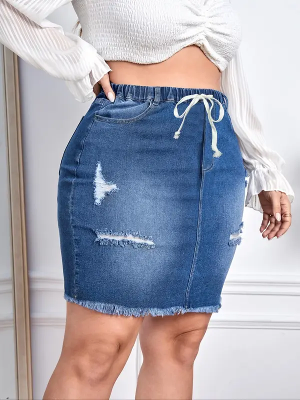 Women's Denim Skirt, Fashion Casual Pocket Design Skirt for Daily Outdoor Wear, Women Bottoms for Summer, Womenswear 3