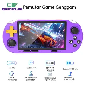 Konsol Game Retro Portabel GAMINJA ANS16 - Layar IPS 4.5 Inci, Lampu RGB, Memori 64GB, Mendukung PS1/GBA/SFC (Open Source)