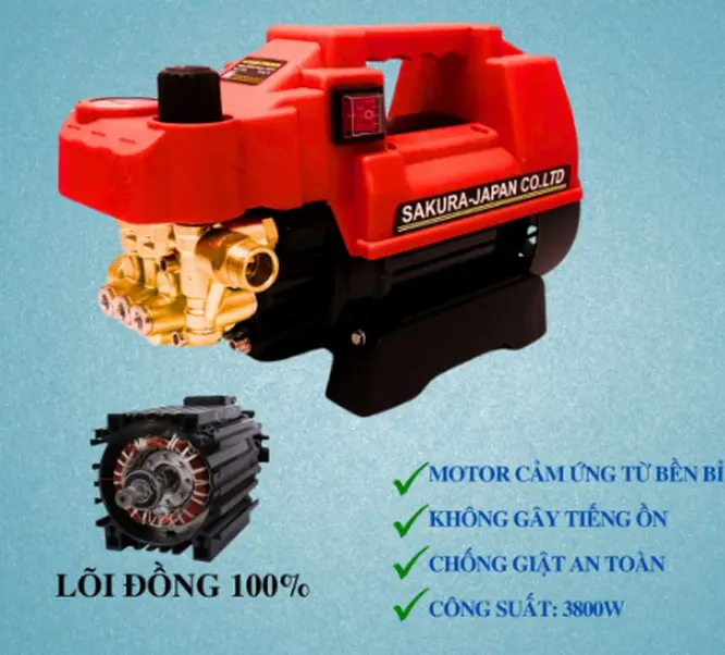 Máy rửa xe áp lực cao Sakura Inverter công suất 3500W máy  nén máy  rửa máy  rửa btec 3500w máy rửa xe  total mayrua xegiadinh xeloidong combo 0