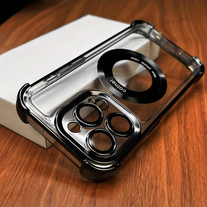Electroplated Shockproof Clear Phone Case with Lens Protector, 1 Count Anti-drop Phone Protective Cover, Compatible with iPhone 15 14 11 12 13 Pro Max 0