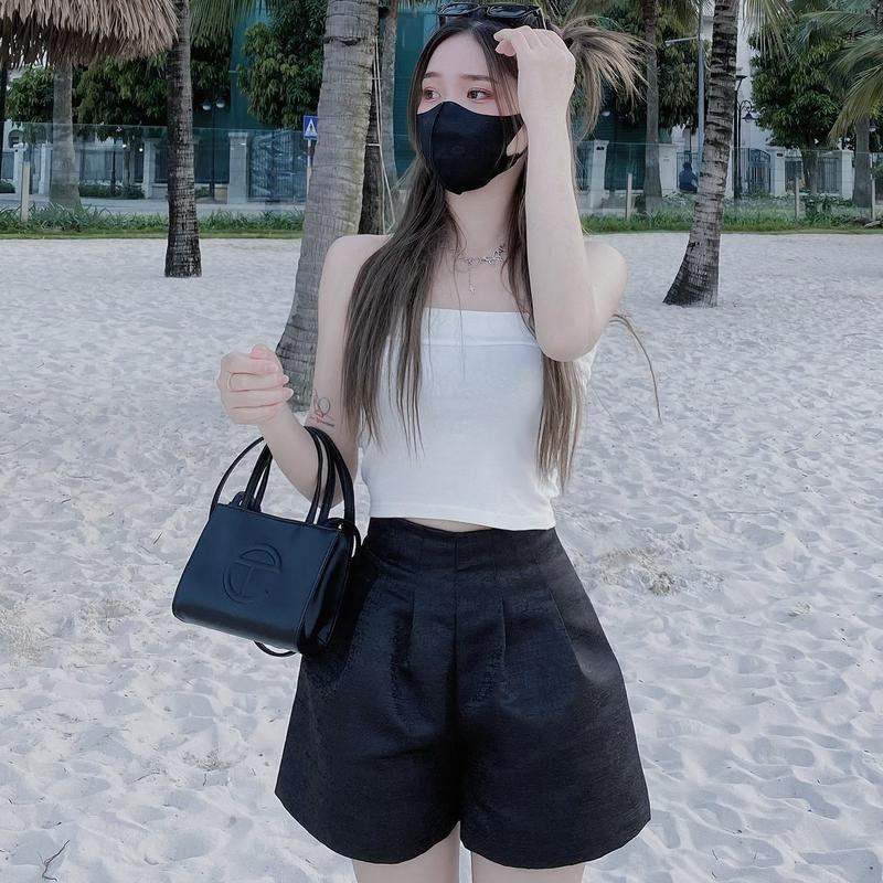  Quần Short Nữ Xòe Phồng Quần Đùi Nữ Sang Chảnh Chiết Ly Cạp Cao 2 Lớp Quần Short Vải Tafta Xước Đứng Form Tôn Dáng 