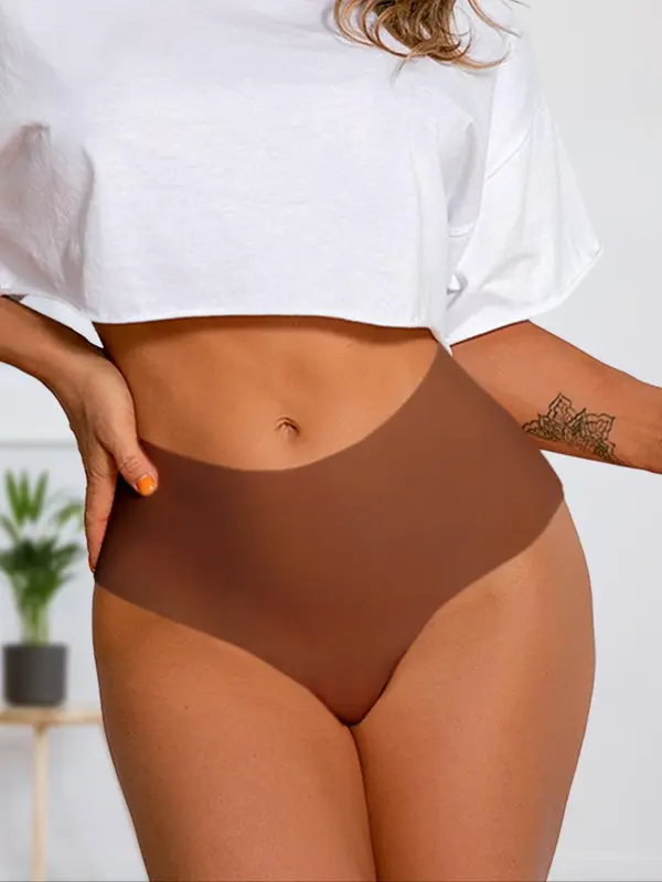 Women's Solid Color Seamless Thong, Soft Comfy Breathable Panty for Daily Wear, Women's Underwear for Summer 3