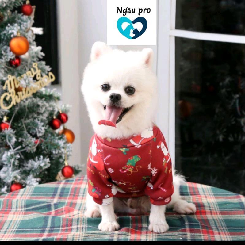 Quần áo Noel cho chó mèo, Áo cho mèo, Áo chó poodle thú cưng lễ hội giáng sinh hoạ tiết cây thông ông già noel XSML