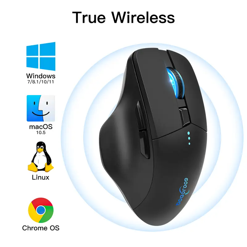 【COD/GOOJODOQ】 Wireless Mouse 4000DPI USB Computer 2.4GHz Mouse Ergonomic Scrolling Battery Display Bluetooth Mouse 2