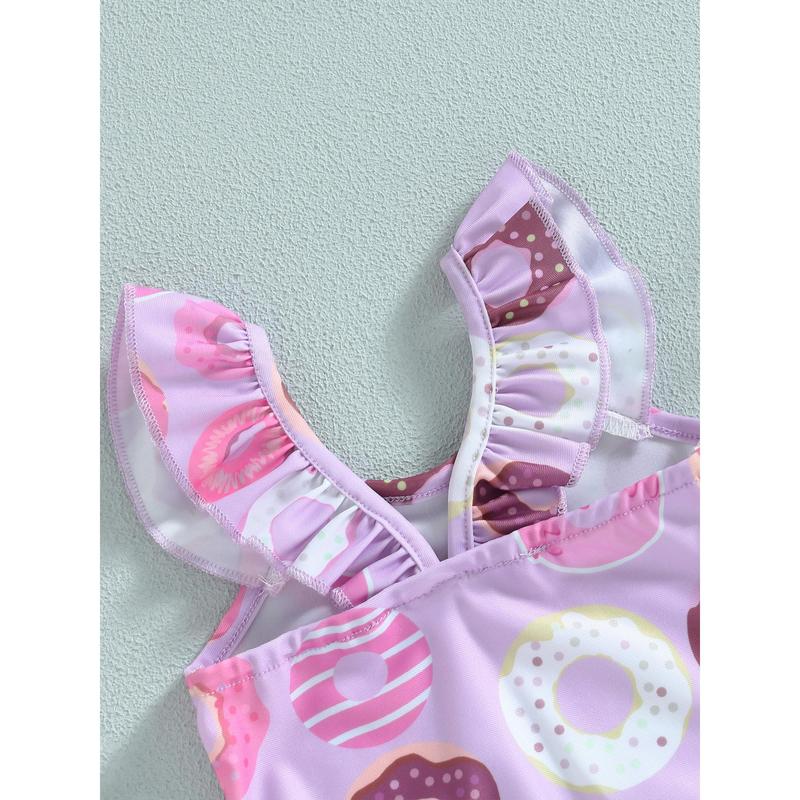 Product Introduction of Baby Girls Summer Casual Romper Swimwear Sleeveless Cartoon Donut Print Bathing Suit 41