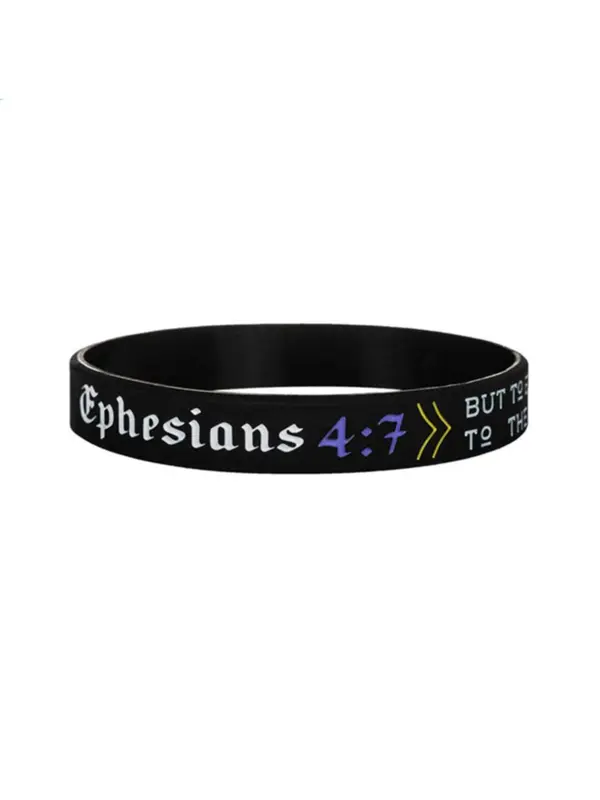 Christian Bible Verse Joshua Pattern Bangle for Women & Men, 2024 New Style Rubber Jewelry for Party, Daily Clothing Decor, Trendy Cool Female Accessories for Birthday Gift 4