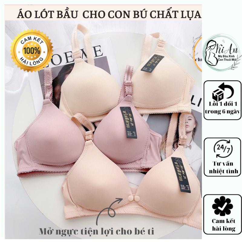  Áo lót ngực bầu Ki An cho con bú LỤA TĂM  235  Ko gọng nâng ngực thoáng mát thấm hút mồ hôi áo lót bầu-AL 235 