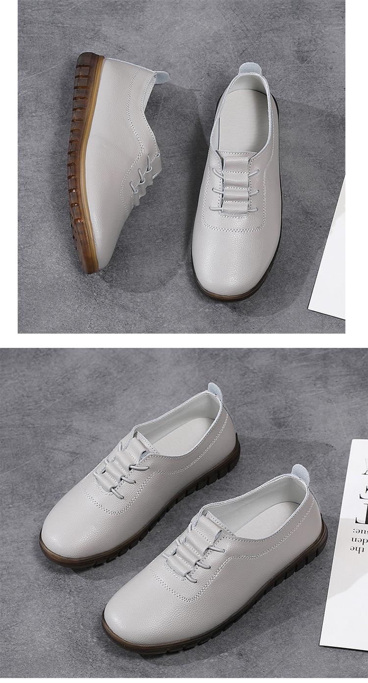 Product Introduction of Spring New Large Size Women's Genuine Leather Shoes Casual Flat Shoes Women's Middle-Aged and Elderly Soft Bottom Mom Shoes Small Leather Shoes Wholesale 23