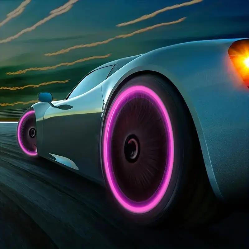 Luminous Valve Cap, 8 Counts/set Fluorescent Night Glowing Car Motorcycle Bicycle Wheel Tyre HUB Luminous Valve Stem Cap, Cycling Accessories 6