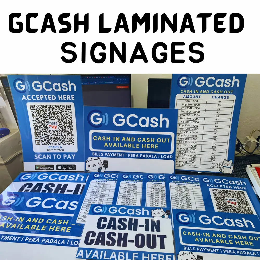 Cash Rounding Signage GCASH SIGNAGE Laminated Signage Cash In Cash Out Rates| Minorin ...