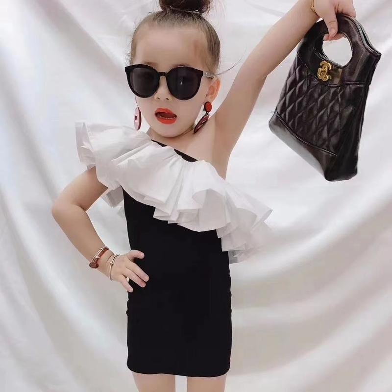 Váy Ôm Sát Cho Bé Gái, Cỡ Trẻ Em, Kiểu Trễ Vai Có Dây Đeo Co Giãn, Thiết Kế Xếp Ly Bodycon, Hợp Xu hướng Trình Diễn Thời Trang, Hàng Mới Về Mùa Hè 2025 3