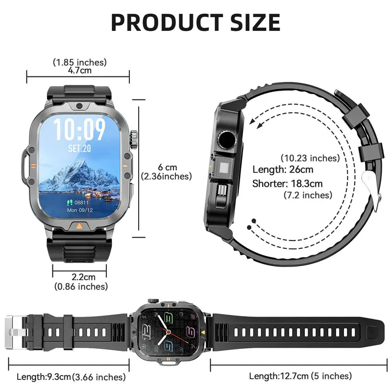 Smart Watch(Answer/Make Call), Smartwatches for Men, Fitness Tracker with Pedometer & Multiple Sport Modes, Life Waterproof Smart Watches for iOS Android 1