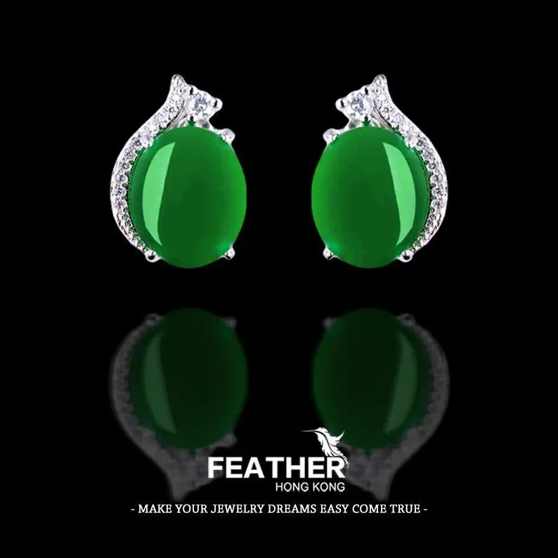 FEATHER HONGKONG - KUALITAS TINGGI CUSTOM SENDIRI - ANTING GIOK WANITA