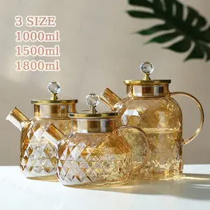 Teko Air Panas Kaca Teko Teh Tempat Air Minum Ketel Borosilicate Bisa Dimasak Teko Kaca Anti Panas Teapot Jug Souvenir Mewah Tahan Panas Tutup Stainless Lamour