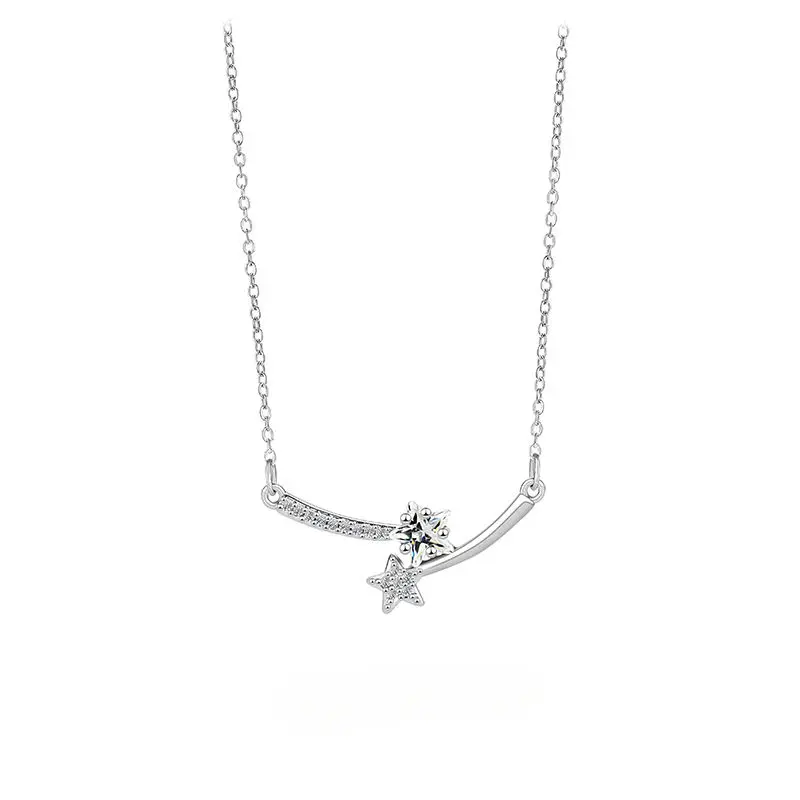 Titanium Steel Necklace Smiling Meteor Necklace for Women Light Luxury Niche Zircon Star Clavicle Chain