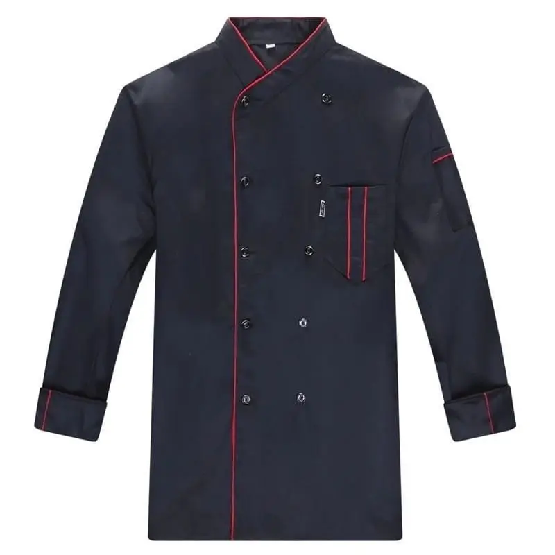 Baju Koki Seragam lengan panjang Koki Terlaris Hitam Putih Pria Wearpack Pendek Safety Atasan Katun Kerja 3