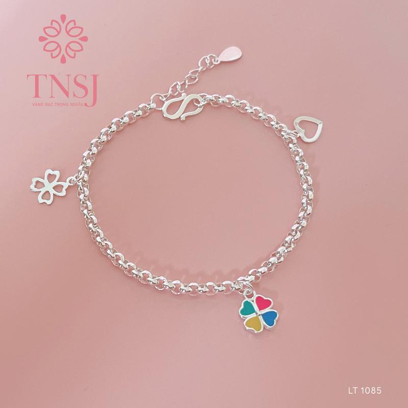 Lắc tay nữ BẠC TA S99, ĐỦ SIZE , vòng tay trẻ em, lắc chân cho bé mo charm cỏ bốn lá bốn màu xinh xắn dễ thương, dễ phối đồ, quà tặng - LT 1085