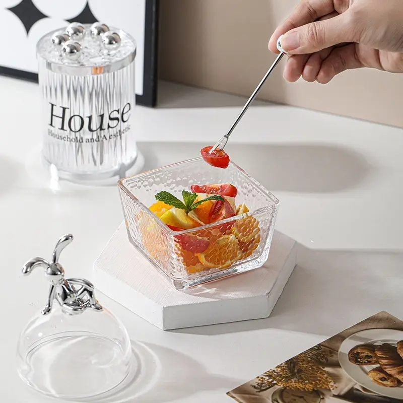 Set 6 nĩa ăn trái cây kèm hũ đựng hình gấu - Set 6 Nĩa Ăn Trái Cây / Salad Bằng Thép Không Gỉ Hình Gấu Dễ Thương 2