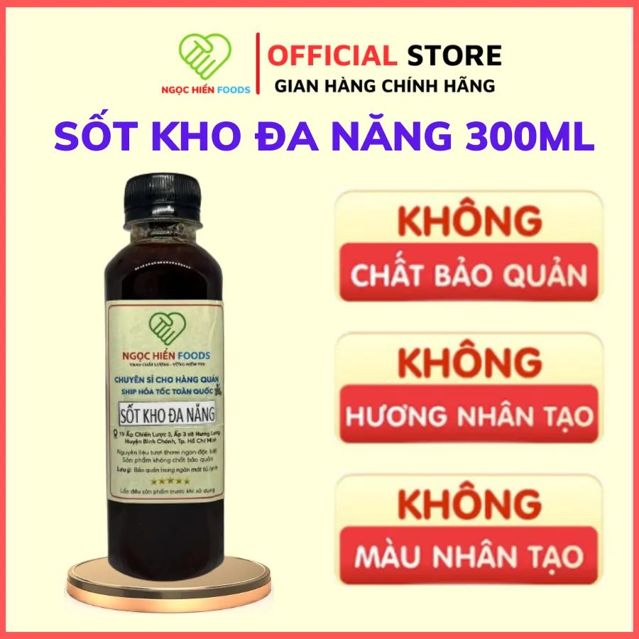 Sốt kho đa năng nhà làm, kho cá, kho thịt, kho quẹt chai 300ml, NGỌC HIỂN FOODS