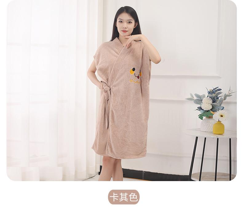 Product Introduction of Áo choàng tắm kẻ sọc dứa, hàng mới về, khăn tắm có thể đeo được, làm bằng lông cừu san hô, dày và mềm mại, thấm hút, thích hợp cho đồ ngủ tại nhà và khách sạn, quần áo cho phụ nữ, phụ nữ và nam giới, Wenmen 18