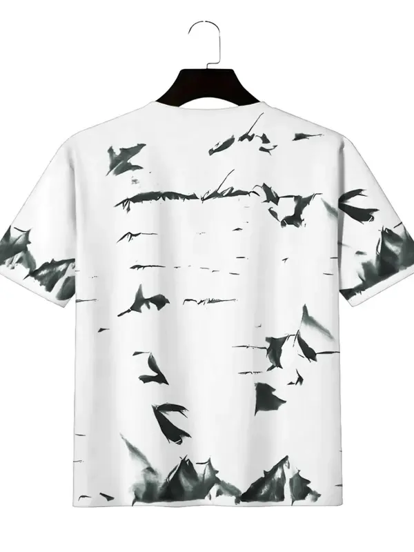 Men's Random Print Round Neck Sweatshirt, Regular Fit Casual Fashion Long Sleeve Pullover for Summer, Men's Top for Daily Wear 1