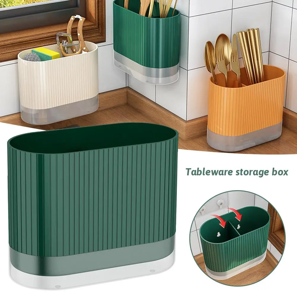Kitchen Cutlery Holder Spoon Fork Chopstick Storage Rack Utensils Organizer Box Multifunctional Spoon Drain