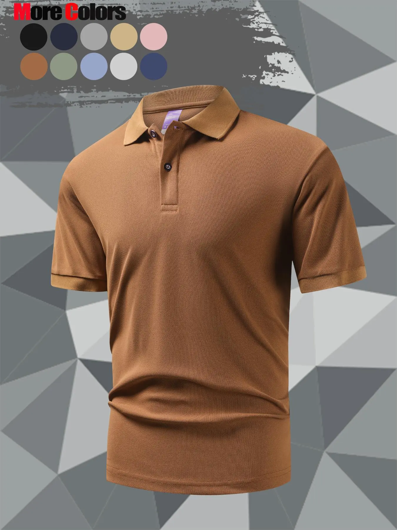 Men's Solid Color Short Sleeve Polo Shirt, Regular Fit Casual Breathable Quick Drying Collared Top for Summer, Fashion Men's Clothes for Daily Wear