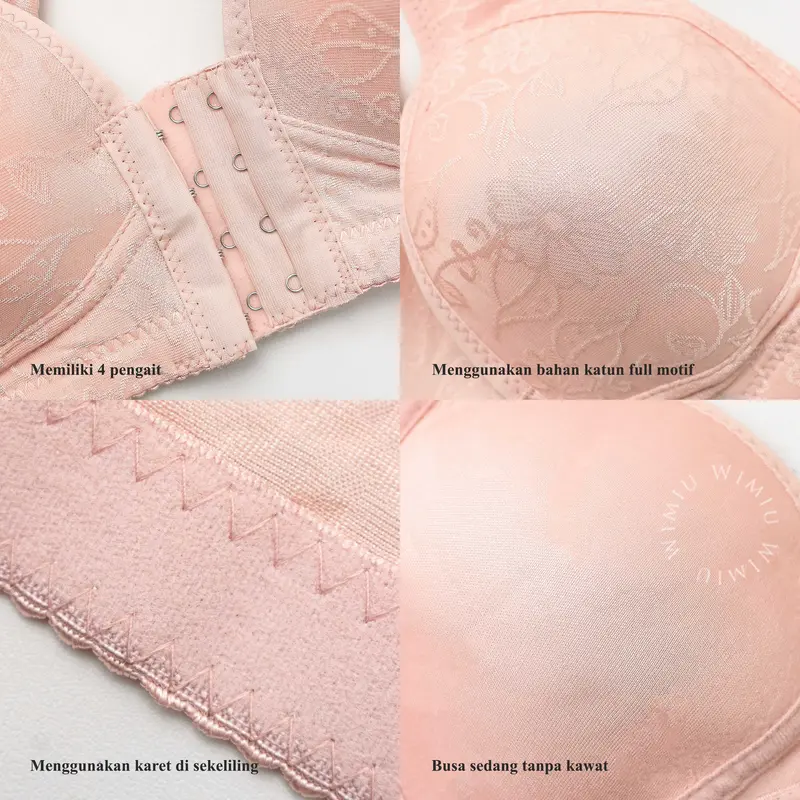 WIMIU PAKET 2 PCS BH Wanita Premium Bra Wanita BEHA Bunga Katun Busa Cewek 100094 Dewasa 5