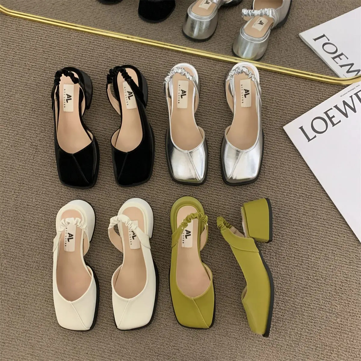 2025 Internet Celebrity French Minority Closed Toe Sandals Women's Summer New Korean Style Versatile Square Toe with Skirt Chunky Heel Pumps