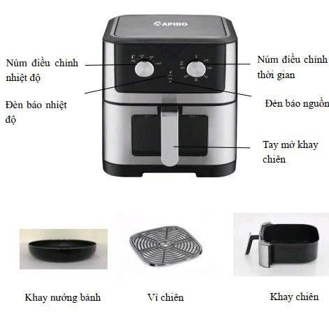 Nồi Chiên Không Dầu Rapido 8L Cao Cấp, Công Nghệ Hiện Đại, Hàng Chính Hãng Bảo Hành Uy Tín 8