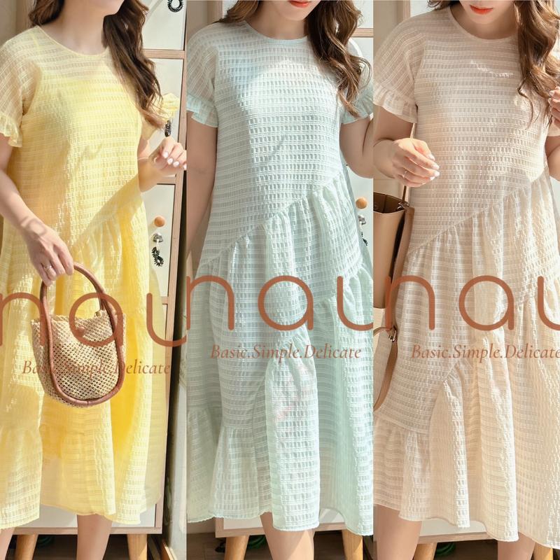  Đầm voan sọc tơ suông rộng 