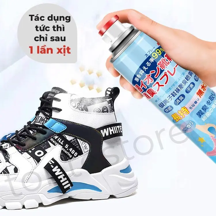Chai xịt khử mùi hôi giày, lưu hương, chống thối chân, kháng khuẩn, công nghệ Bạc ion KHUMUI bot vesinh giay 3