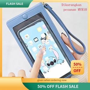 Dompet Panjang Telefon Skrin Sentuh, Untuk Wanita, dengan Pemegang Kad, Klac Wanita Kulit Bags Wristlets Selempang Korean Fashion Sling Bag Mini Pouch Shoulder Bag Beg Tangan Wanita Korean Fashion Handbag Wanita nak  beli  tekan  beg  kuning Korean Fashio