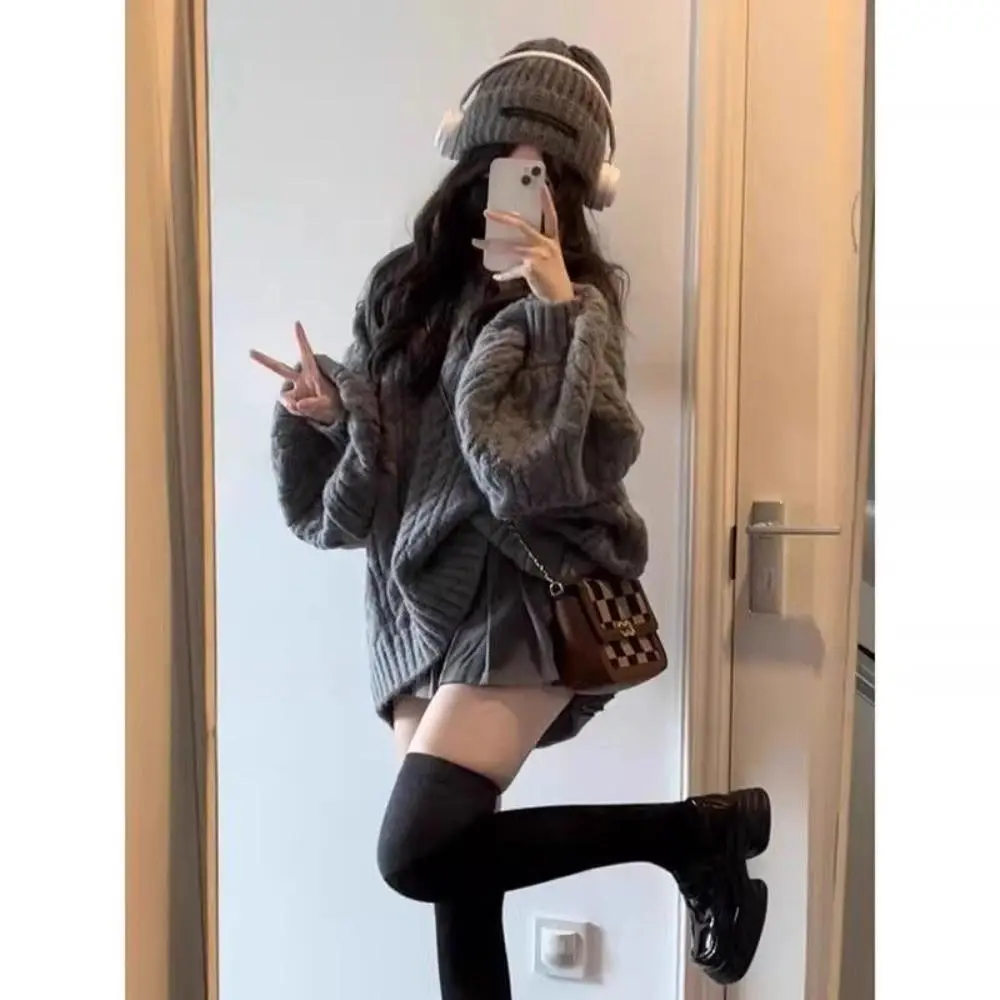 RICH-THEY Áo Len Dáng Rộng Cổ Chữ V Dày Dặn Áo Len Cardigan Dệt Kim Mới Thời Trang Thu Đông Dành Cho Nữ | BigBuy360 - bigbuy360.vn