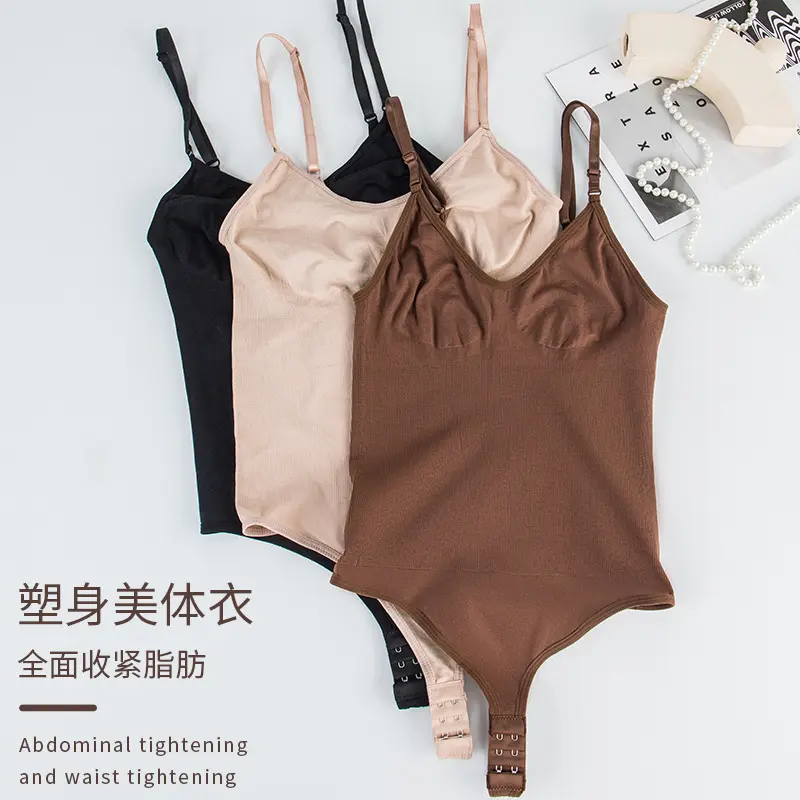Bodysuit Cổ Chữ V, Dây Đeo Spaghetti, Giảm Mỡ, Đồ Định Hình Lộ Lưng, Đồ Quần Định Hình Bó Sát, Làm Mịn, Siêu Giảm Giá, Thích Hợp Cho Nữ