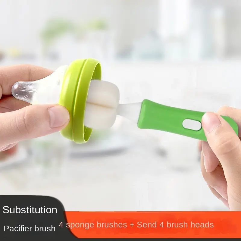 Pacifier Brush Sponge Baby Bottle Brush Baby Cleaning Brush Baby Special Cleaning Brush Convenient to Go out Suit