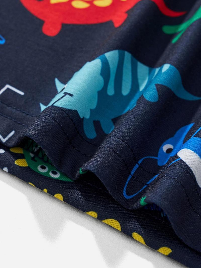 Product Introduction of Boy's Cartoon Dinosaur Print Round Neck Tee, Cute Casual Short Sleeve T-shirt for Daily Wear, Kids Clothing for All Seasons 6