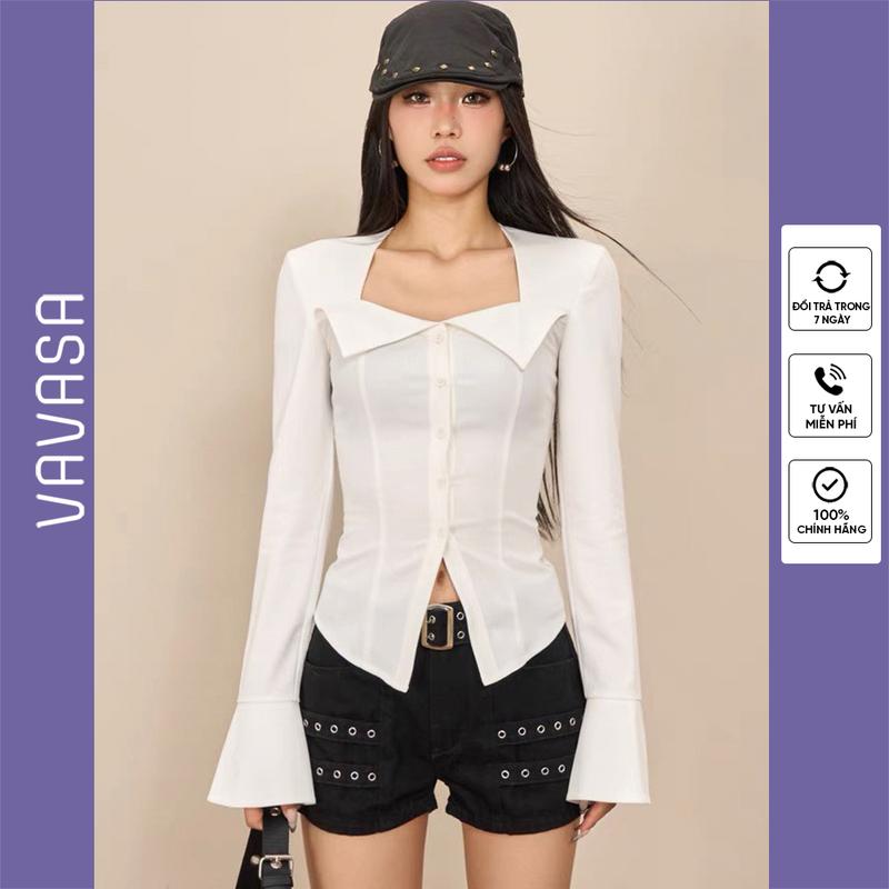 Áo sơ mi nữ dài tay fit dáng tôn eo chất vải không nhăn cao cấp VAVASA SM138