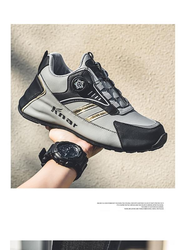 Product Introduction of Rotating button shoes men's sneakers men's shoes spring and autumn leather waterproof non-slip casual shoes fashionable shoes all-matching travel shoes Closed Runner Trainers Footwear Training Running Walking Shoes 12