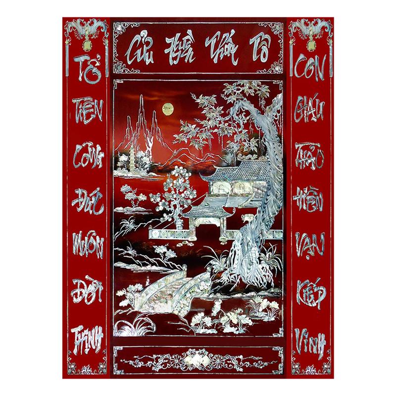 Tranh dán tường trang trí bàn thờ phòng thờ Cửu Huyền Thất Tổ SCHTT021 loại cao cấp nhiều kích thước