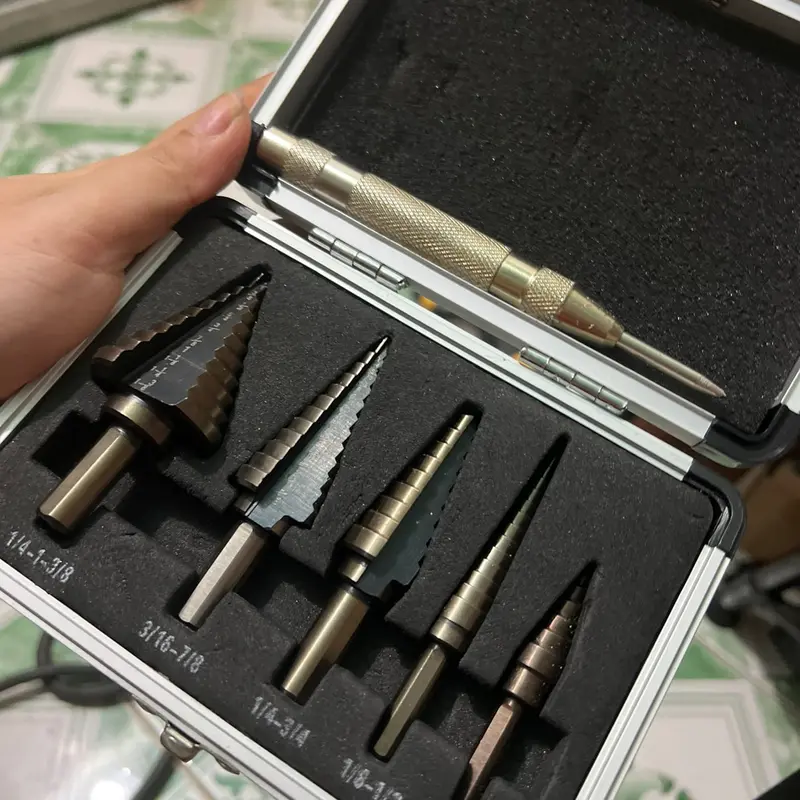 Bộ 5 mũi khoan tháp cao cấp Hợp kim đúc đặc nguyên khối kèm bút lấy điểm 4