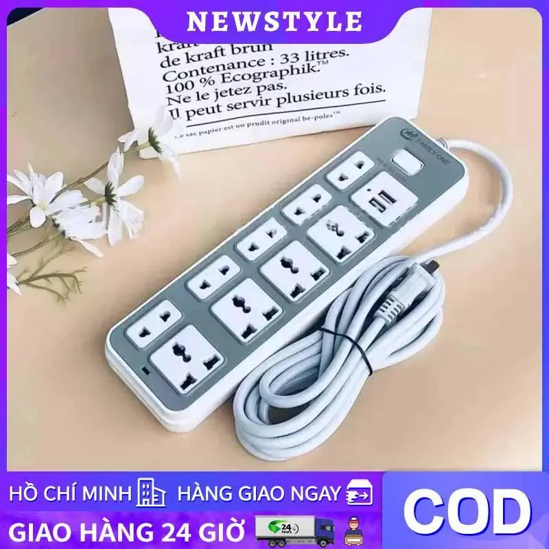 Ổ cắm điện thông minh 5 phích cắm, 2 cổng sạc USB, 9 ổ cắm đa năng dây dài 1,8 mét điện đa năng có công tắc, điện thông minh, phích cắm điện chống giật, phích cắm đa năng