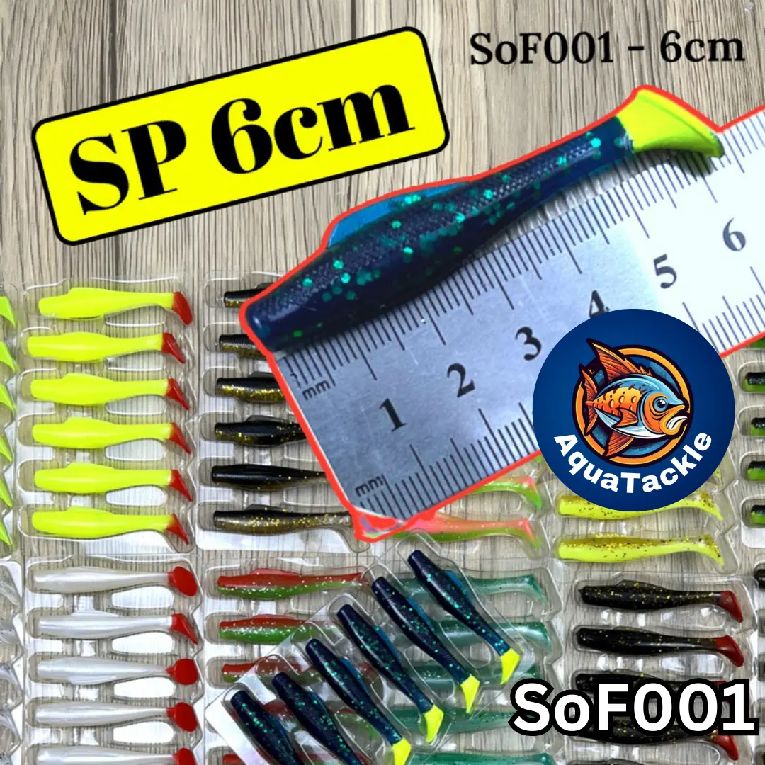 AquaTackle - 【SoF001 - 6CM】SP 6cm Soft Plastic Lure Soft Bait Zman Fishing Lures T tail Umpan Casting Siakap Soft Plastik Equipment Outdoor
