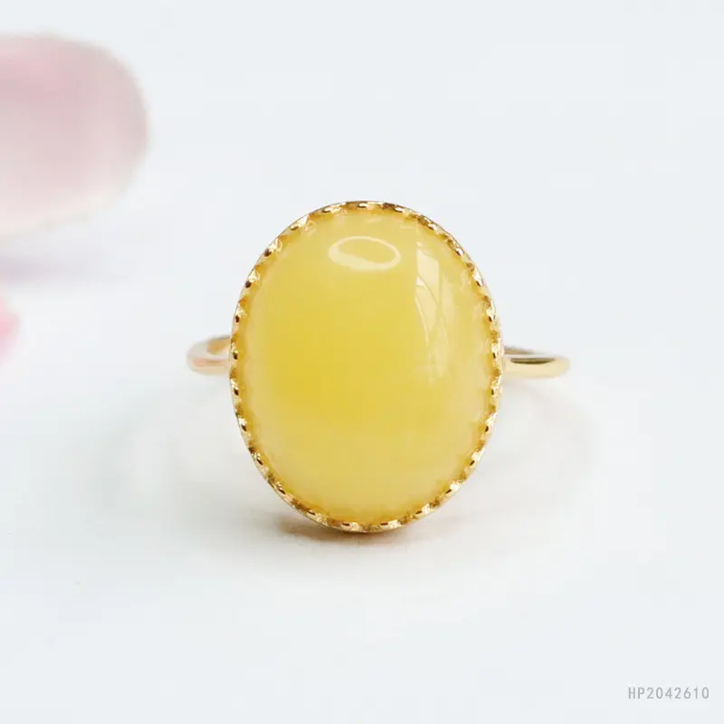 Natural Full Honey Beeswax Yellow Chicken Grease Ring Amber Ring Female Temperament Ring
