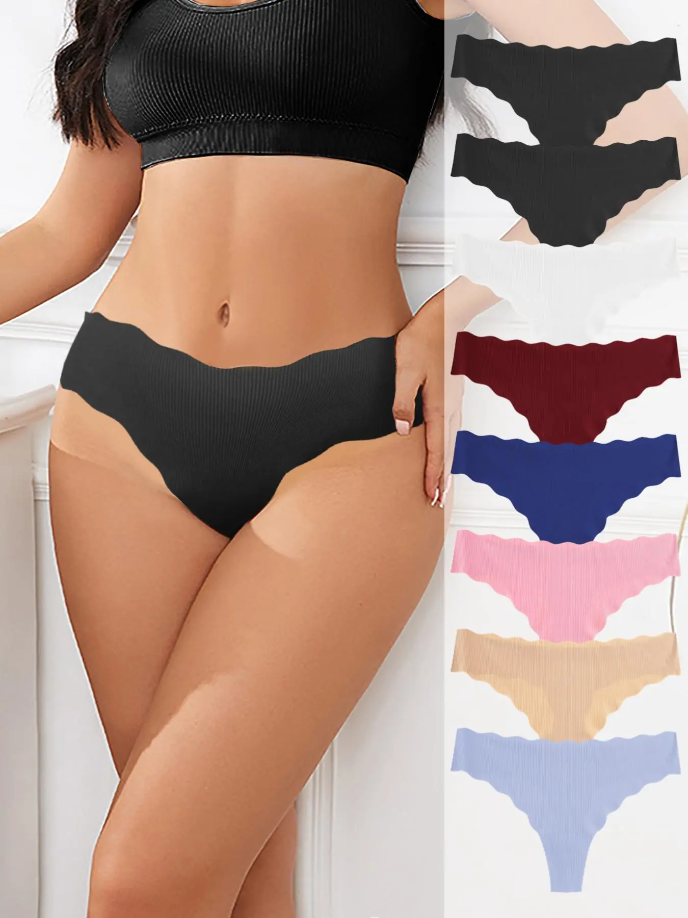 Women's Solid Color Seamless Thong, Soft Comfy Breathable Panty for Daily Wear, Ladies Underwear for All Seasons