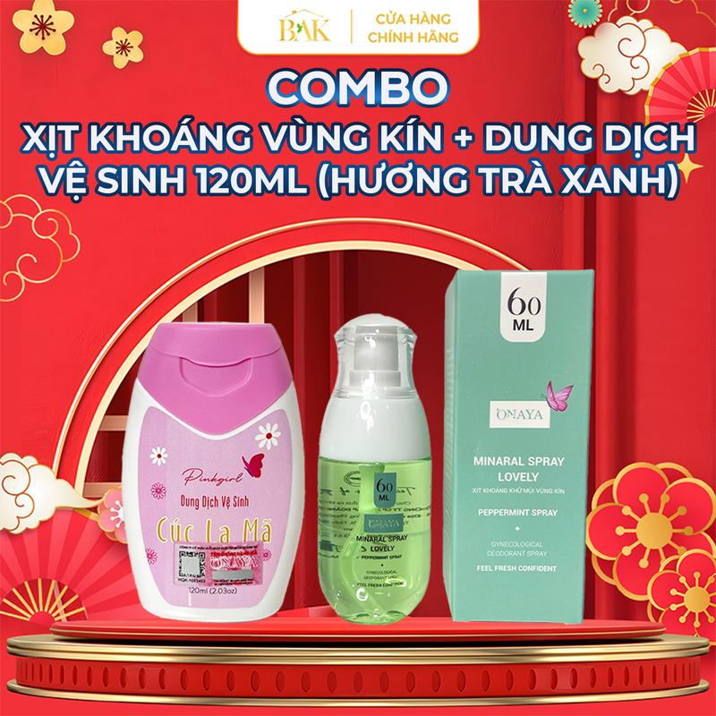 [CHE TÊN SP - MUA 1 ĐƯỢC 2] Xịt khoáng vùng kín Onaya Chính Hãng hương trà xanh + Tặng Dung dịch vệ sinh cúc la mã 120ml Nữ Women khử mùi hôi