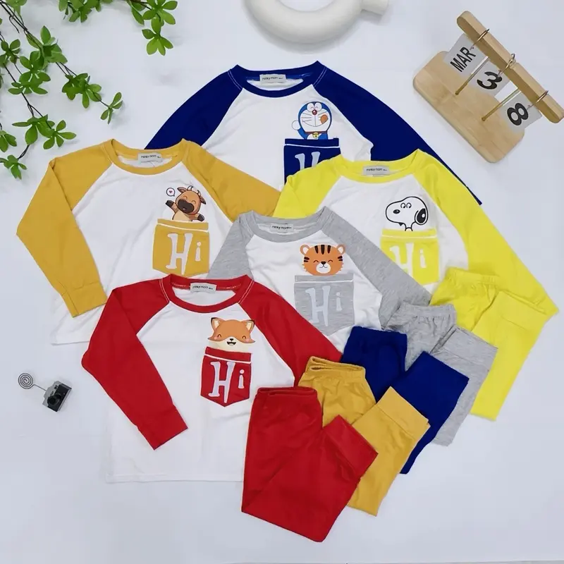 Bộ Dài Tay Thun Lạnh Loại 1, Vải Thun Lạnh, Cho Bé Trai Bé Gái, Chất Liệu In Đẹp - Size Chuẩn Từ 0-5 Tuổi, Cân Nặng 7-25kg Thun lạnh Jean 1