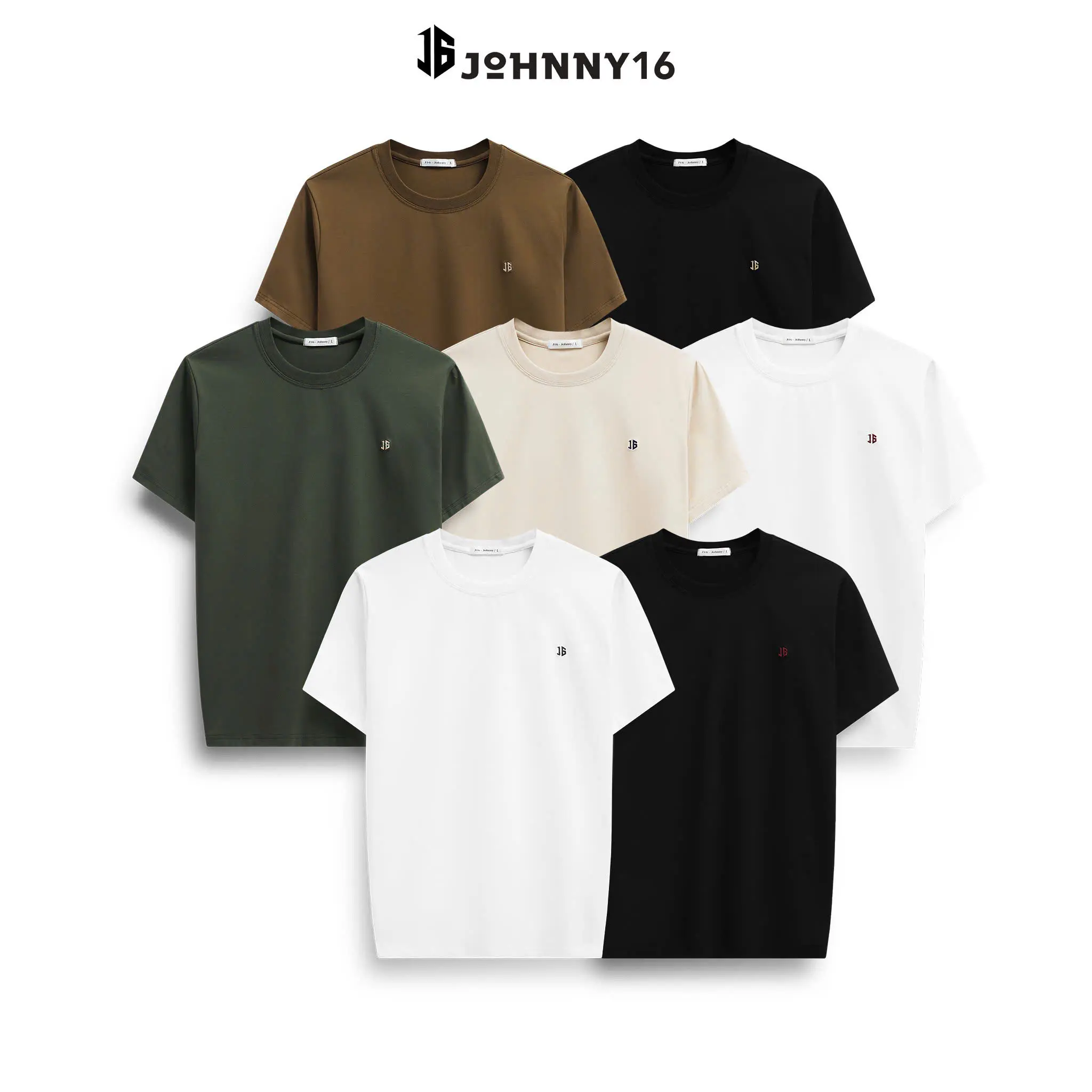 Áo thun thêu logo chắc vải single 95% cotton co giản 4 chiều, thoáng mát, thời trang, basic, thanh lịch - J16