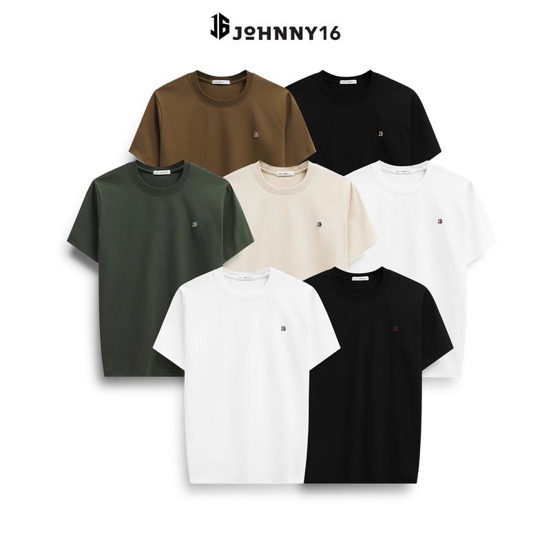 Áo thun thêu logo chắc vải single 95% cotton co giản 4 chiều thoáng mát thời trang basic thanh lịch - J16