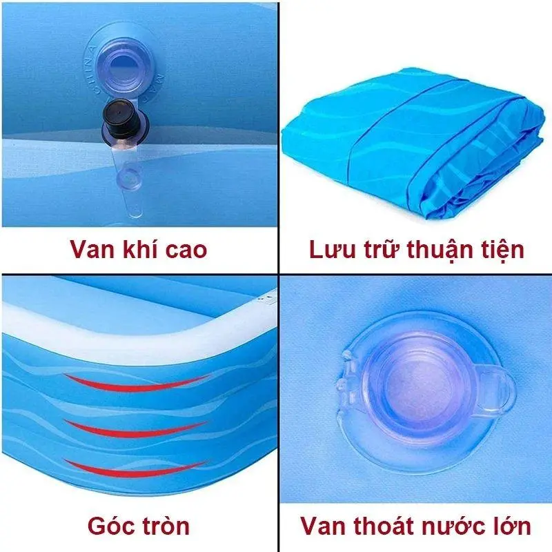 【Flash sale】Bể Bơi Cho Bé 3 Tầng Bơm Hơi Tại Nhà Nhiều Kích 1.2m/1.8m/2.1m/3.05m - Đồ Chơi quây  nhựa tặng phao và máy bơm 2
